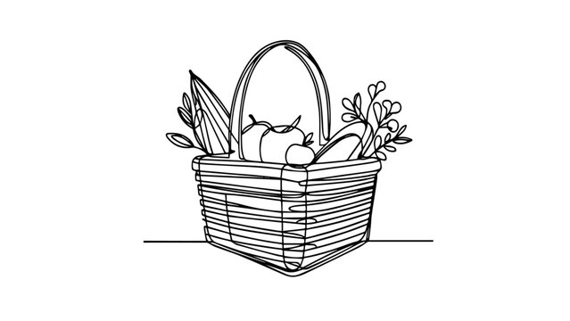 recommend clip art: picnic basket one line illustration