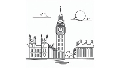 big ben single line drawing