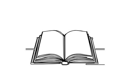 open book single line drawing