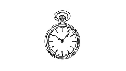 single line illustration of a pocket watch