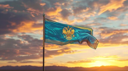 Tuva National Flag Detailed 3D Render Illustration for Stock Images