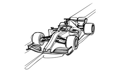 single line illustration of a f1 car