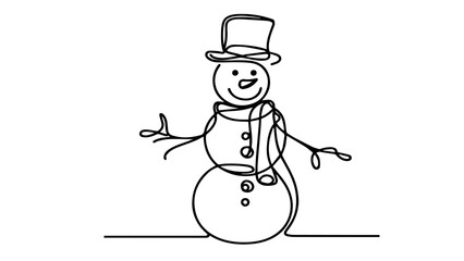 single line illustration of a snowman
