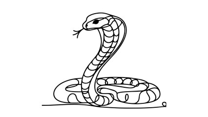Fototapeta premium single line illustration of a cobra snake