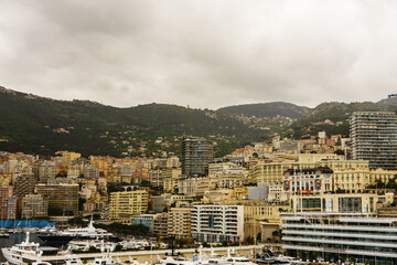 Panoramic view of Monte Carlo marina and cityscape