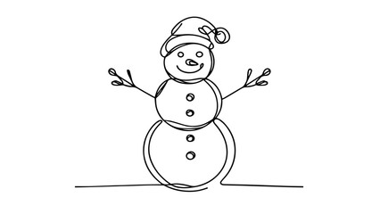 one line illustration of a snowman