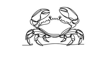 one continuous line illustration of a crab