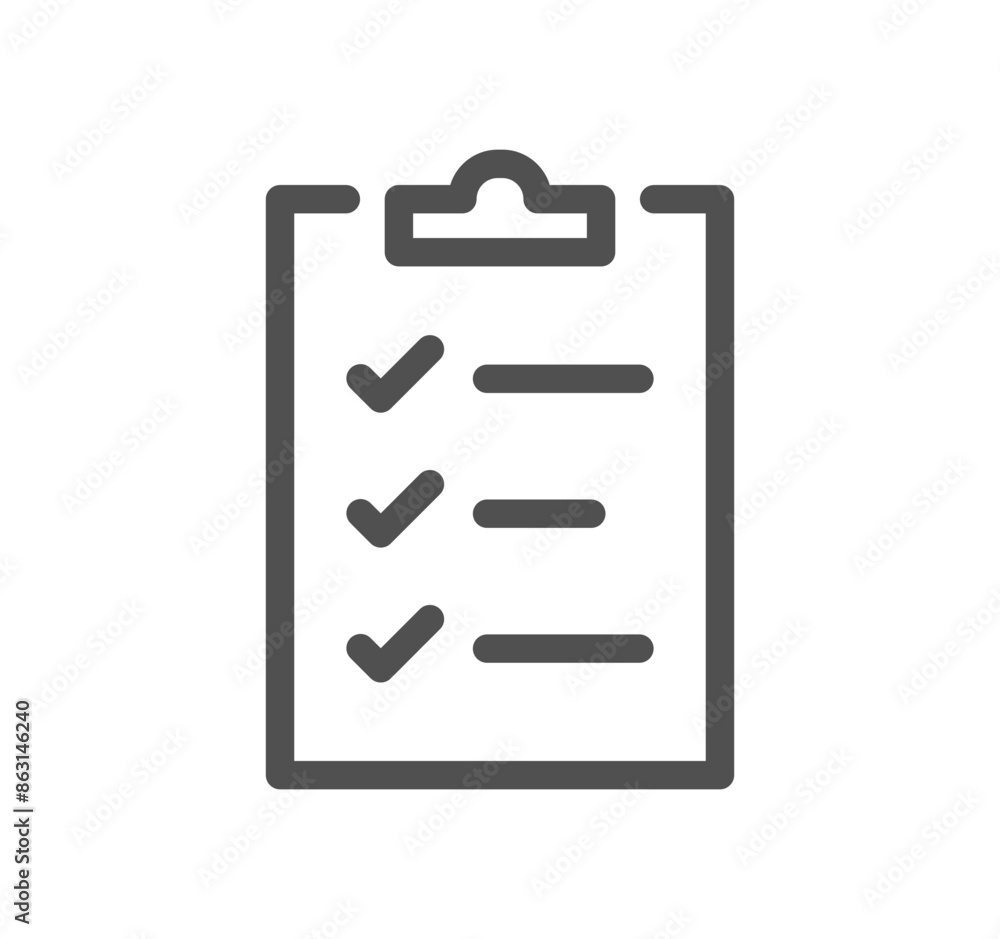 Poster clipboard related icon outline and linear vector.