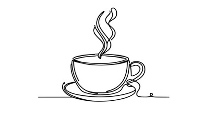 one continuous line drawing of a coffee cup