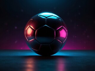Fototapeta premium A modern sleek football sits on a futuristic studio background.