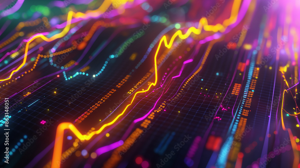 Aufkleber abstract digital visualization of data in vibrant colors.