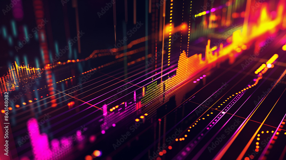 Aufkleber abstract digital visualization of data in vibrant colors.