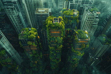 Half the planet as a dense jungle, the other half as a network of streets and buildings,
