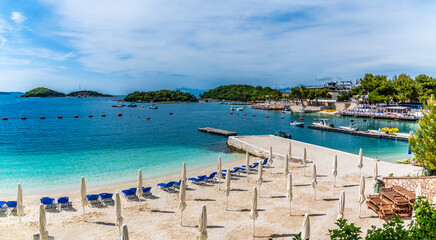 A view over the beach at Ksamil, Albania in summertime