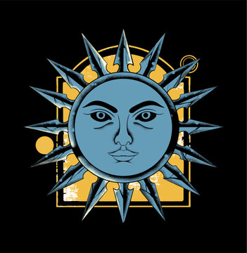 Vintage Sun With Classical Background