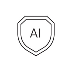 AI shield icon design, isolated on white background, vector illustration