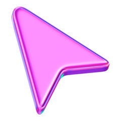 3d neon arrow cursor icon. Stock vector illustration on isolated background.	