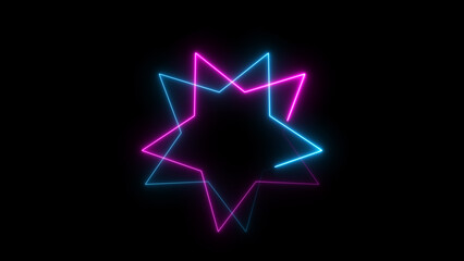 Obraz premium Abstract blue color neon effect star icon illustration background.