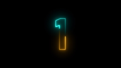 Abstract Neon text countdown 1 number illustration background.	