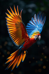 colorful parrot on a black background