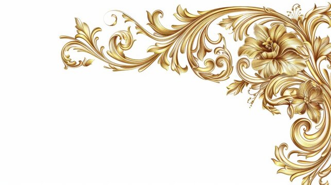 elegant gold vintage baroque corner ornament antique filigree pattern wedding invitation design