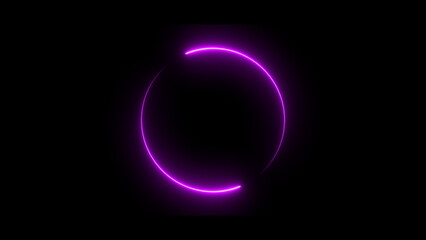 Abstract neon light glowing circle frame loading icon background illustration.