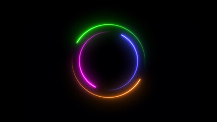Abstract neon light glowing circle frame loading icon background illustration.