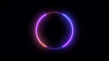 Abstract neon light glowing circle frame loading icon background illustration.