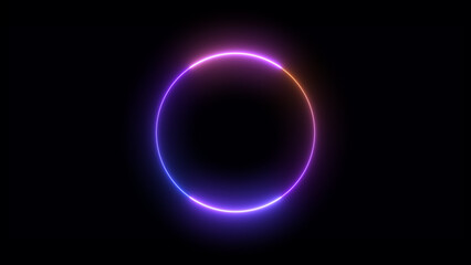 Abstract neon light glowing circle frame loading icon background illustration.