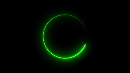 Abstract neon light glowing circle frame loading icon background illustration.