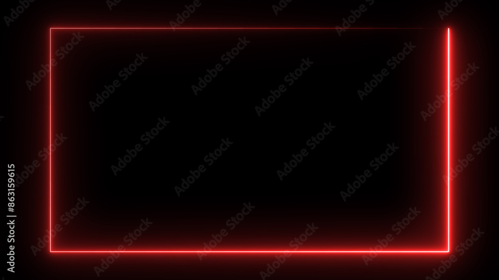 Wall mural abstract neon light glowing rectangle frame loading background 4k illustration.