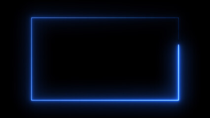 Abstract neon light glowing rectangle frame loading background 4k illustration.