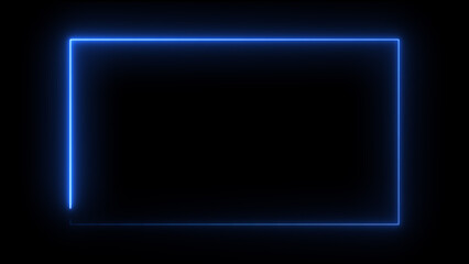 Abstract neon light glowing rectangle frame loading background 4k illustration.