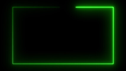 Abstract neon light glowing rectangle frame loading background 4k illustration.
