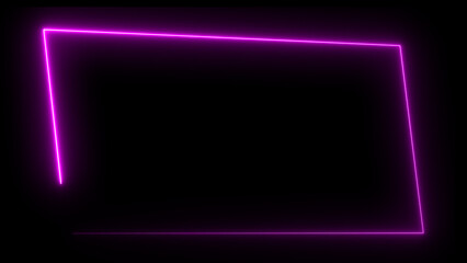 Abstract glowing neon light effect rectangle frame background illustration.