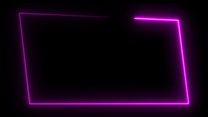 Abstract glowing neon light effect rectangle frame background illustration.