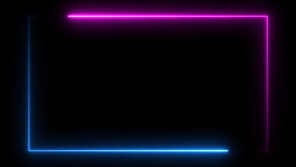 Abstract glowing neon light effect rectangle frame background illustration.