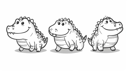 Fototapeta premium Allegator. Line drawing of cute animal. Baby nursery art.