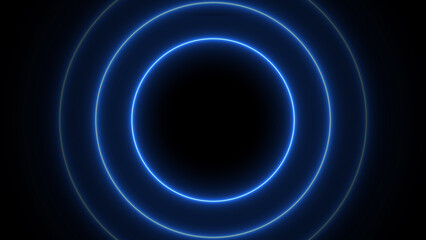 Abstract neon light glowing circle frame loading icon background illustration.