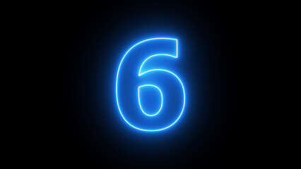 Fototapeta premium Abstract neon countdown 6 number illustration background 4k.