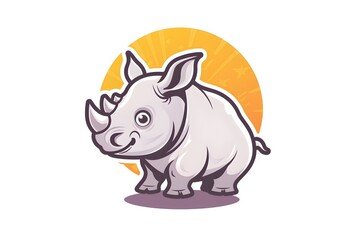 Charming 3D Rhino Badge Logo with Minimalist Graphic Design