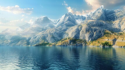 Obraz premium Lake with Mountain Background