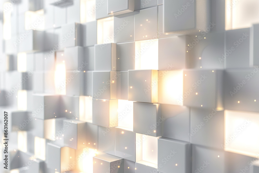Wall mural a wall made of white blocks with a light shining on it,, generative ai image - Wall murals