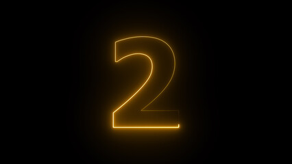 Abstract neon countdown 2 number illustration background.