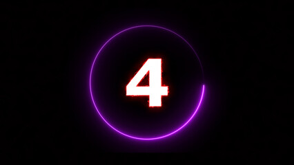 Obraz premium Abstract neon countdown 4 number illustration background.