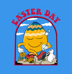 Obraz premium Easter Day of Walking Egg With Smile