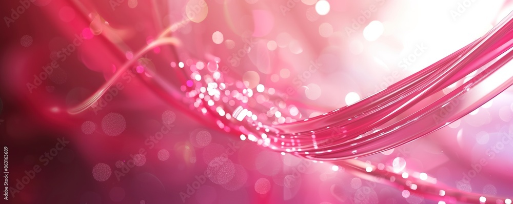 Poster vibrant pink abstract flow with bokeh and light effects.