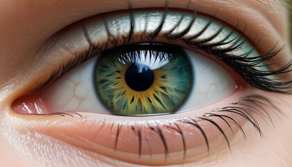 Fototapeta premium A vivid, emerald green eye with a mesmerizing gaze