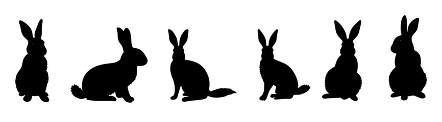 set of rabbit silhouette illustration
