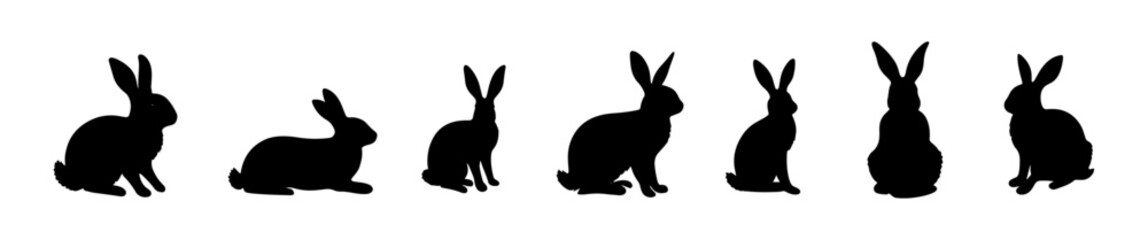 set of rabbit silhouette illustration